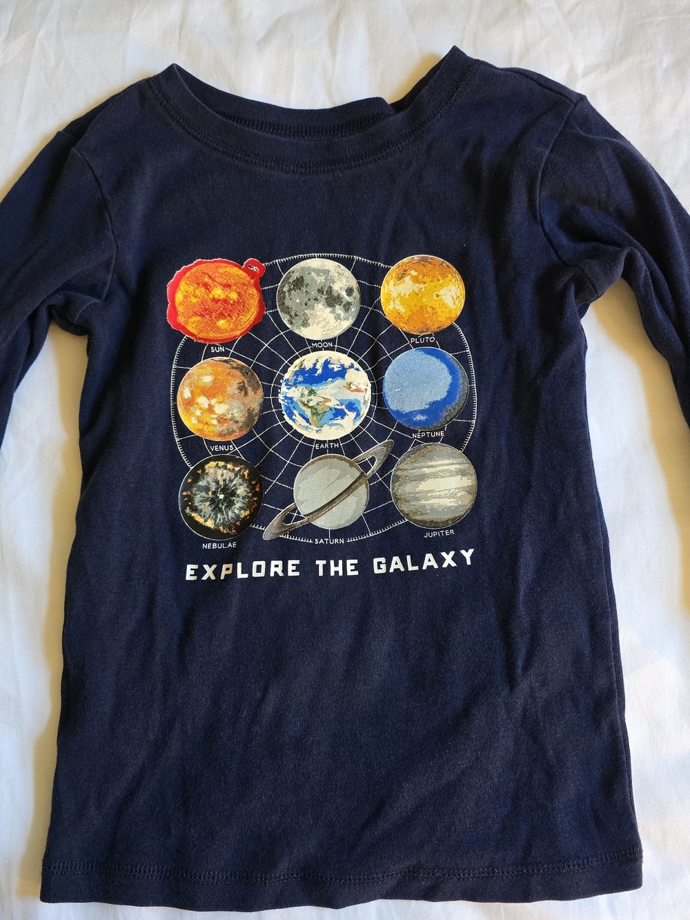 Old Navy Kids Navy Space Galaxy Pajama Set with Red Pants - Picture 2 of 6